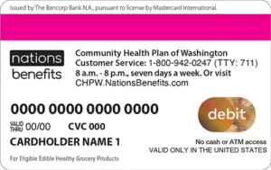 Back of the grocery benefit card